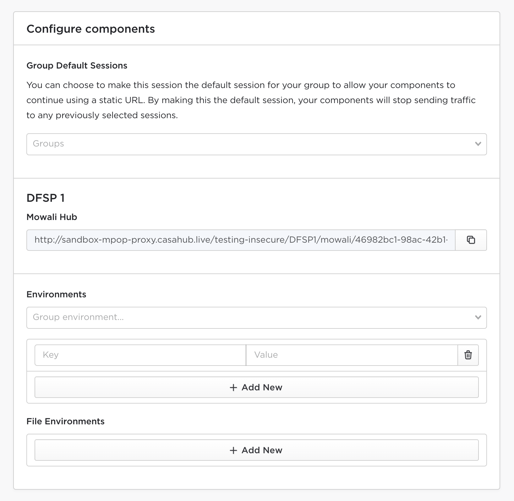 ITP Session Configure Components